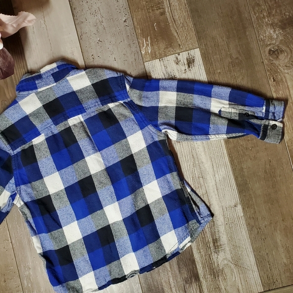 Faded Glory Blue Gray White Boys Flannel Shirt Size Small 6-7 EUC - Picture 13 of 14